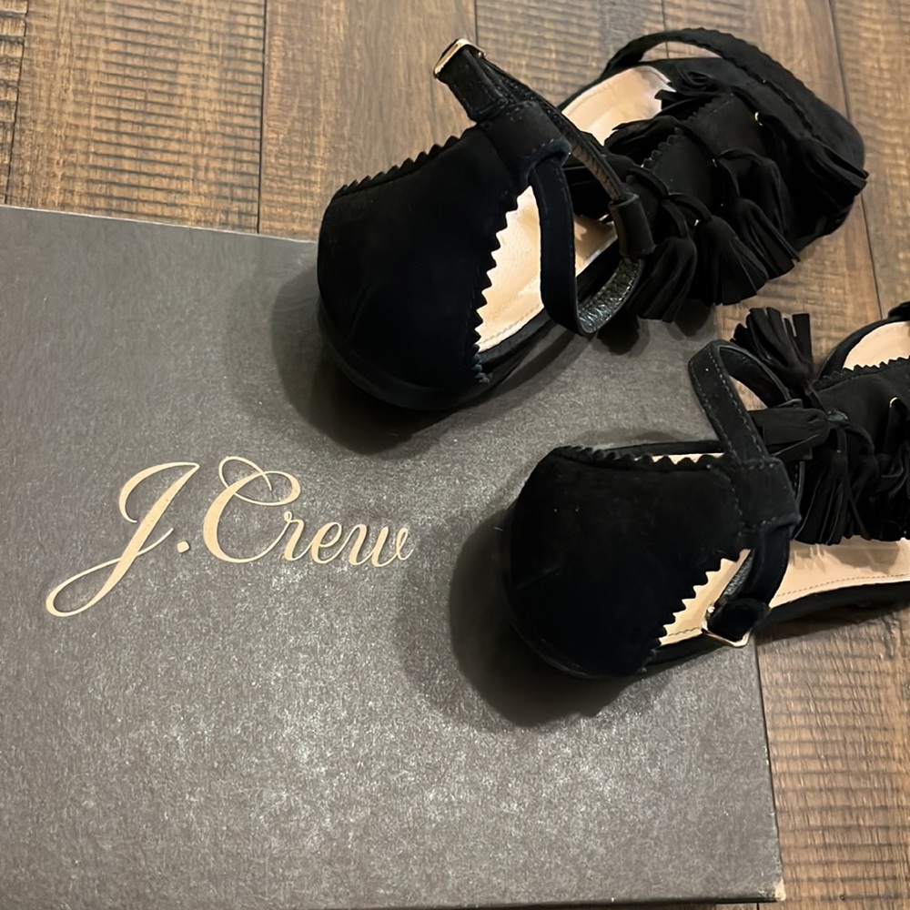 J. Crew - Black Suede Tassel Sandals - Style No. E7285 - Women’s Size 8.5 - Picture 8 of 12